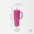thumbnail image 2 of Zak Designs Sutton Travel Tumbler for On the Go, 40oz Stainless Steel with Vacuum Insulation, Silicone Straw, and Carry Handle for Cold Drinks (Razzberry Pink), 2 of 4