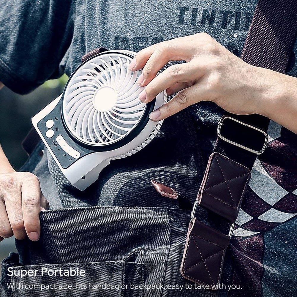 1800mAh Battery, Portable USB Fan Quiet 