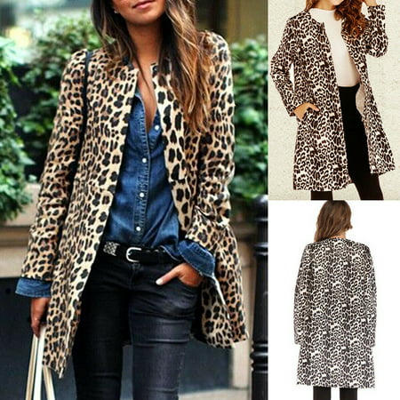 SUNSIOM Leopard Jacket Women Sweater Top Warm Casual Winter Cardigan Long Sleeve