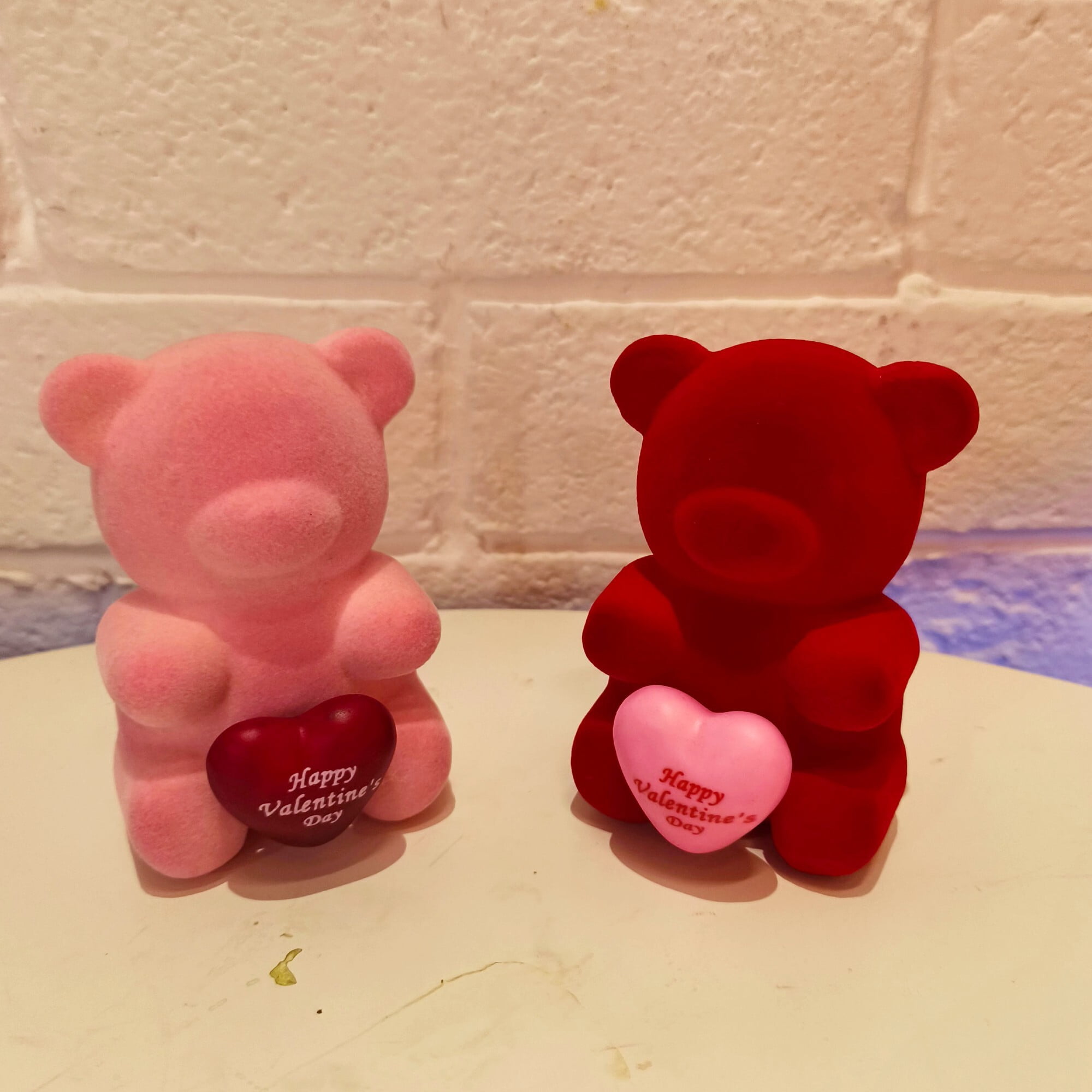 Valentine's Day Small Flocked Pink Bear Decor, 4 in, by Way to Celebrate