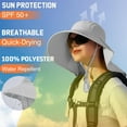 thumbnail image 3 of KANCOKIT Women Wide Brim Sun Hat with Neck Cover Flap & Ponytail UV Protection for Fishing Hiking Camping, Gray, 3 of 6