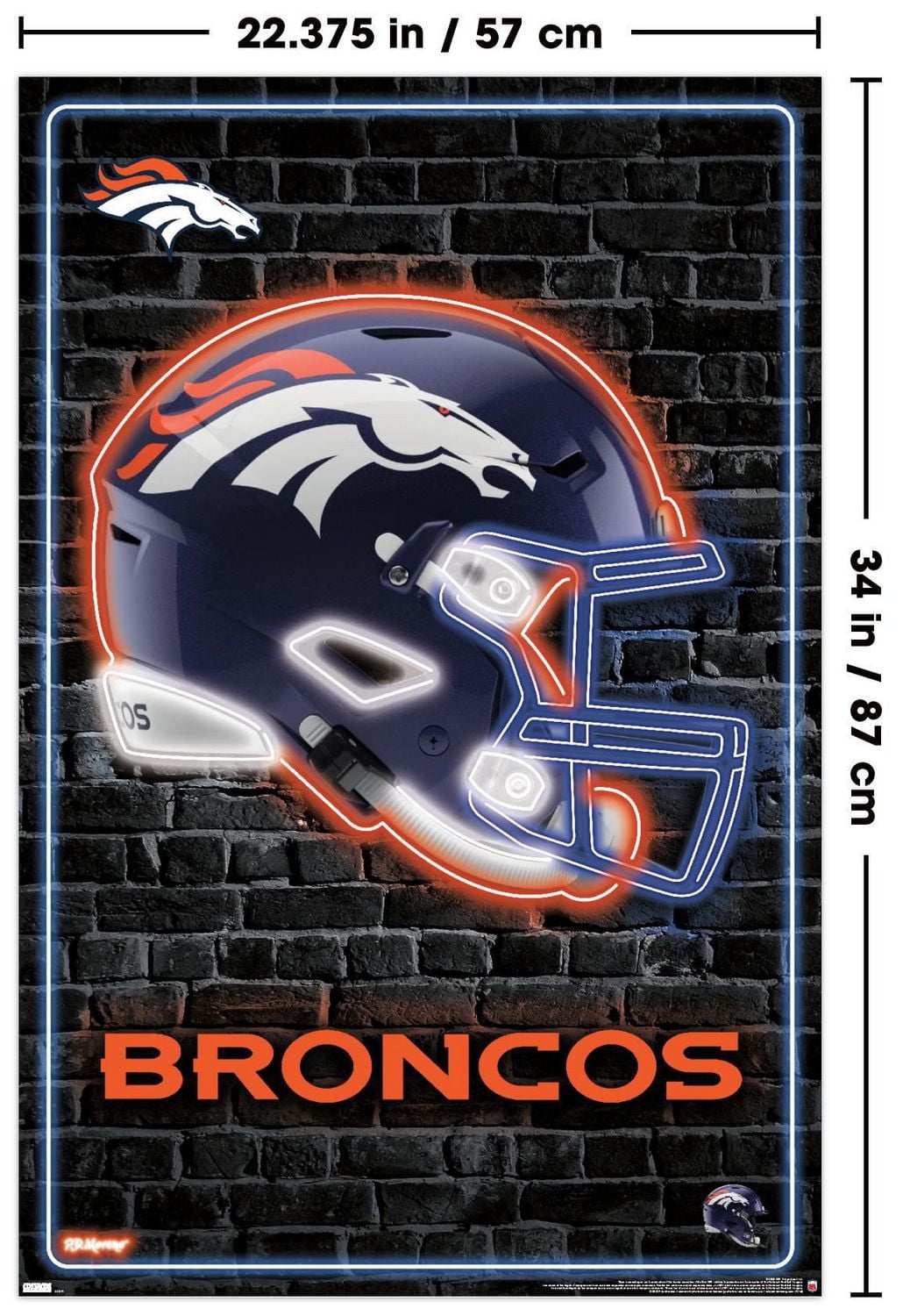 NFL Denver Broncos - Neon Helmet 23 Wall Poster, 22.375" x 34"