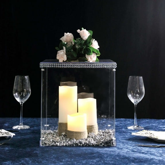 Efavormart 12" Acrylic & Lucite Wedding Decor Ideas Clear Display Box for Centerpieces with Interchangeable Lid and Base
