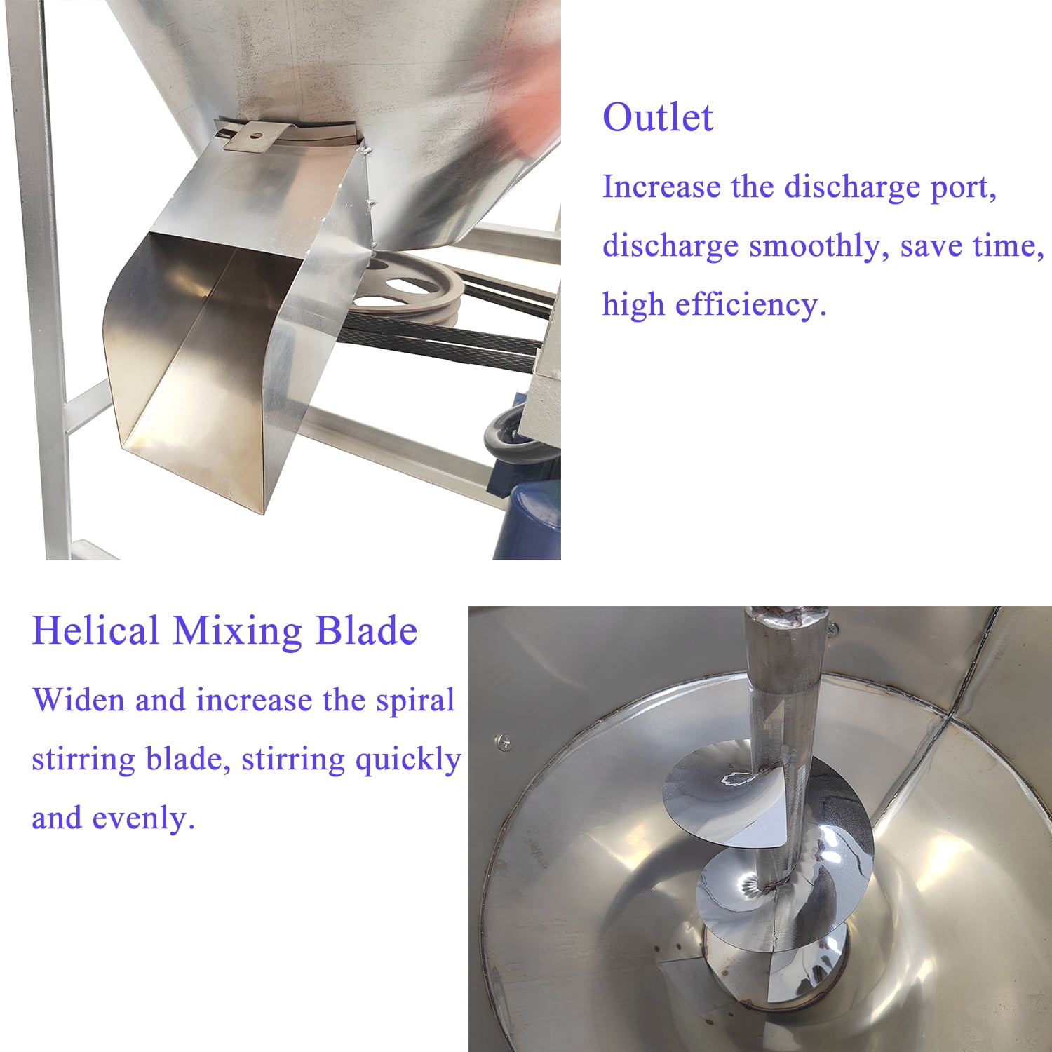 Vertical Granular Powder Blender Feed Mixer 201 Stainless Steel 50KG/110LB 3KW