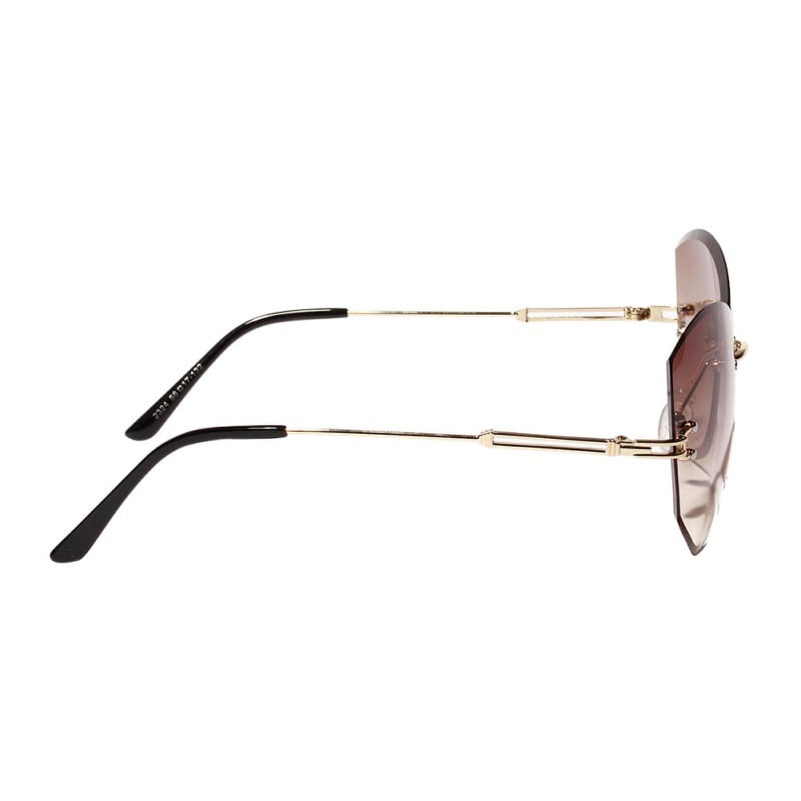 Women Shades Rimless Sunglasses Cat Eye Diamond-shaped Lens Sunglass Metal Frame Sunglasses for Women Men - image 4 of 5