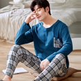 thumbnail image 1 of Printemps Automne Plus 5TG Pyjama Tricoté pour Hommes à Carreaux Ensembles de Pyjamas Décontractés Mode Nuit, 1 of 5
