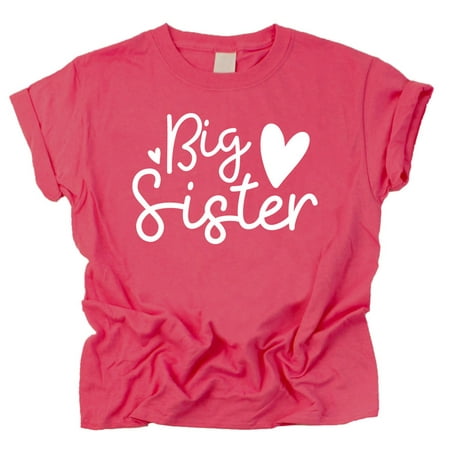 

Olive Loves Apple Cursive Big Sister Hearts Sibling Reveal T-Shirt for Baby and Toddler Girls Sibling Outfits Vintage Hot Pink Shirt 18 Months