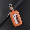 thumbnail image 4 of Estuche para llave de control de coche de cuero con textura para mujer, llavero de cuero de vaca para hombre, gran capacidad, 4 of 5