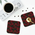 thumbnail image 4 of Lsque Rose Pattern 4" Drink Coasters Set of 4, PVC Leather Absorbent Coasters, Table Coaster Set Decorative Coffee Cup Coasters Housewarming Gift -Square, 4 of 6