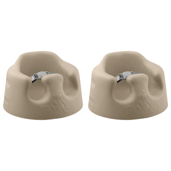 Bumbo Infant Floor Seat Sit Up Chair w/ Adjustable Harness, Taupe (2 Pack)