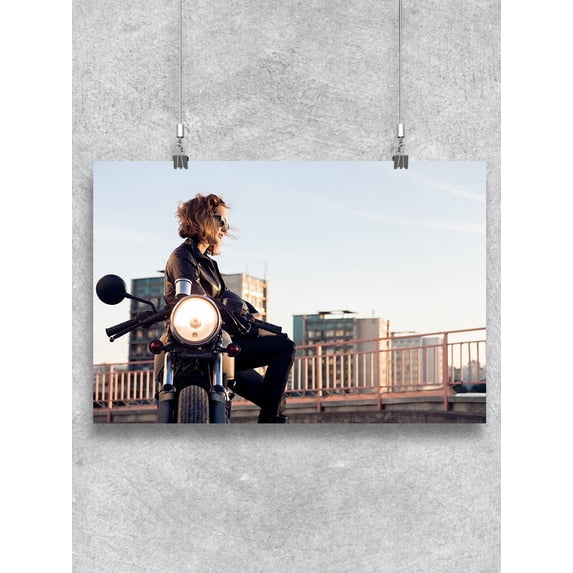 Woman On A Motorcylce Poster -Image by Shutterstock