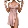 thumbnail image 5 of xiaxaixu Ensembles de Lingerie d'Été pour Femmes Robe de Nuit en Dentelle Transparente avec String à Taille Basse 2PCS, 5 of 5