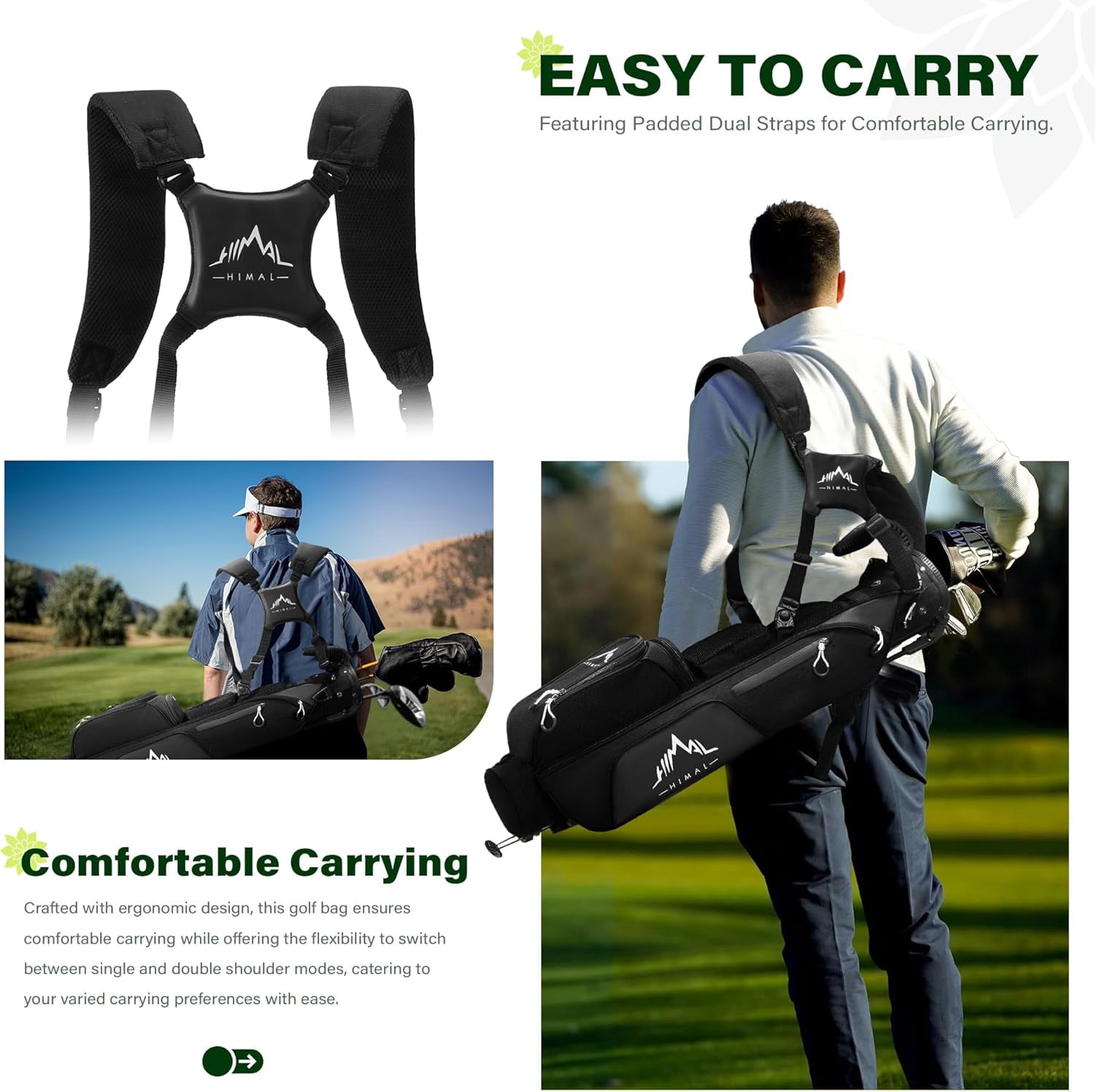 Par 3 Golf Bag Small Lightweight with Dual Shoulder Straps – Pitch n Putt Golf Bag Easy to Carry and  for Men/Women– 31.5 inches Tall