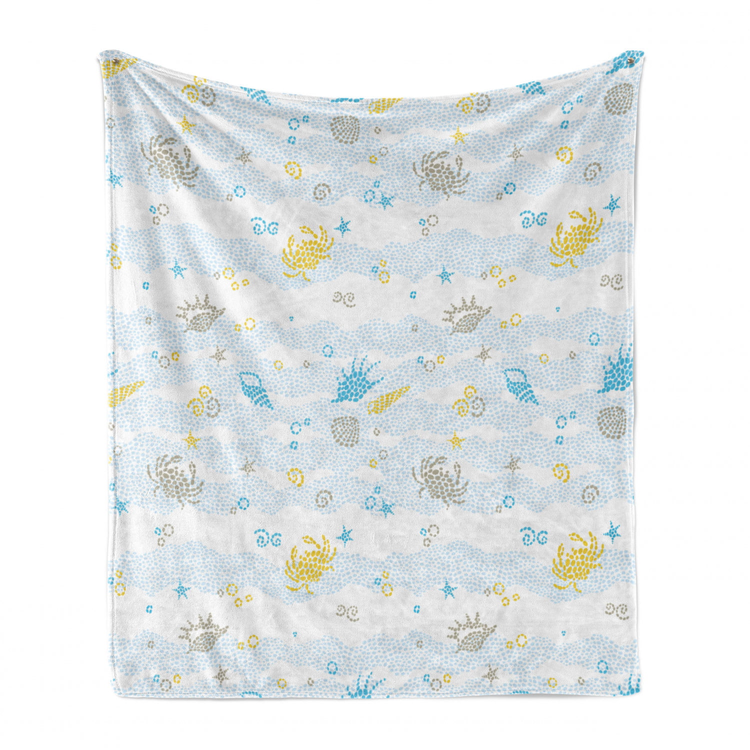 Maritime Sea Theme Crabs and Seashells Animals on The Spotted Background Print Cozy Plush for Indoor and Outdoor Use 50 x 60 Blue and Yellow Ambesonne Crabs Soft Flannel Fleece Throw Blanket 