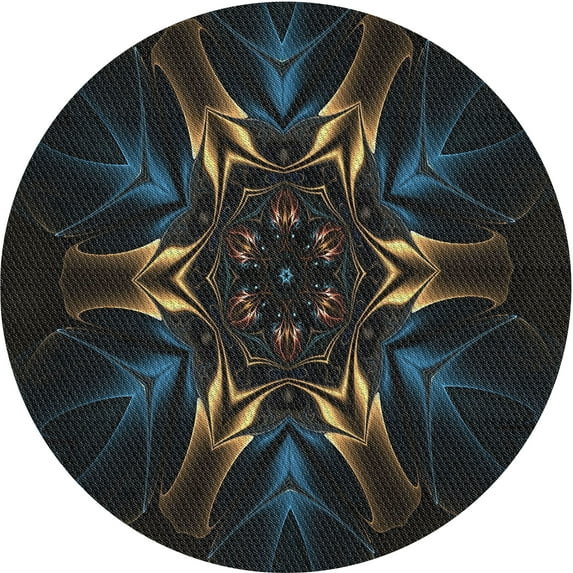 Ahgly Company Indoor Round Patterned Black Novelty Area Rugs, 3' Round