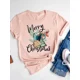 thumbnail image 1 of Camiseta con estampado de dibujos animados para mujer, ropa de manga corta de Navidad, moda de Año Nuevo, camisetas gráficas básicas, 1 of 5