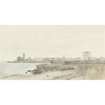 thumbnail image 2 of Abraham-Louis-Rodolphe Ducros 24x14 Gold Ornate Framed and Double Matted Museum Art Print Titled - View of Trani Located on the Coast (1778), 2 of 4