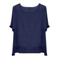 thumbnail image 4 of Fanxing Cotton Linen Tops for Women Loose Fit Beach Casual Work Tops 2025 Summer Short Sleeve Blouse S-2XL, 4 of 5