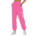 thumbnail image 2 of TRUBKH Fleece Pants Women High Waisted Pants for Women Jogging Pants for Women's Fleece Sweatpants Cargo Pants Womens Cargo Pants Ribbed Leggings Women Hot Pink 2xl, 2 of 3