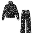 thumbnail image 5 of Xixirimido Music Notes Black Print Women's Sweatsuits 2 Piece Outfit Fall Fashion Airport Lounge Sets Long Sleeve Sweatshirt Wide Leg Sweatpants Plus Size Tracksuit, X-Large, 5 of 7
