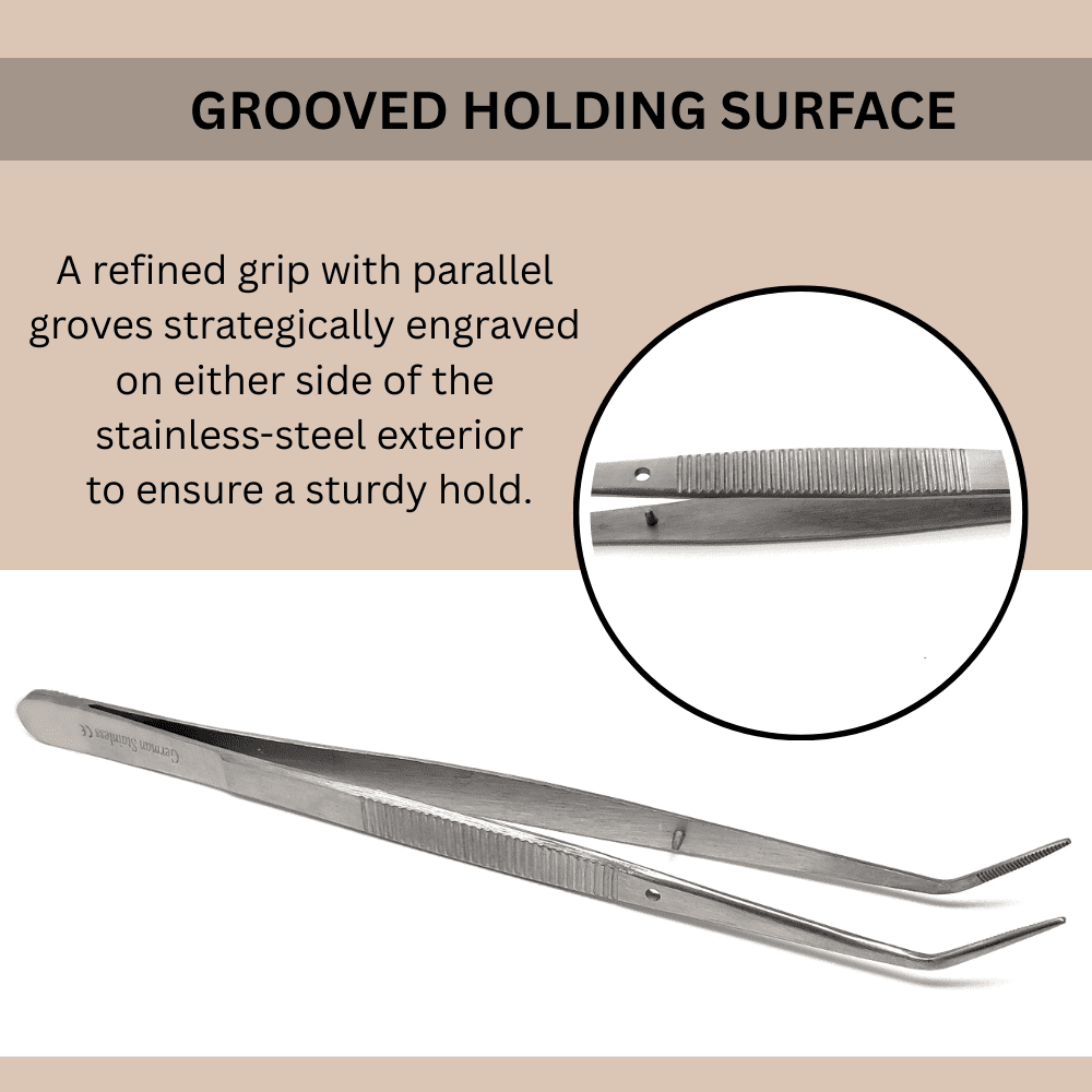 6" Angled Tweezers Stainless Steel Precision Grip Tool for Craft, Electronics, Jewelry & Multipurpose Use - 24PCS
