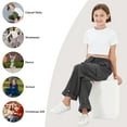 thumbnail image 5 of Rolanko Girls Cargo Pants Wide Leg Loose Cargo Trousers with Pockets Streetwear Kids Pants 4-15 Years, 5 of 7
