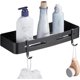 thumbnail image 1 of Estante de baño, organizador de ducha, almacenamiento, sin tornillos, espacio de aluminio, montado en la pared, sin ensuciar, para baño, cocina, negro, 1 of 5