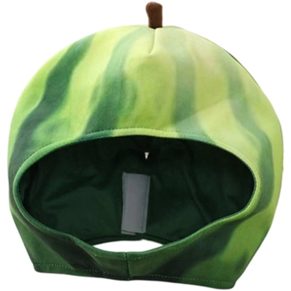 Byfri Plush Watermelon Hat Funny Fruit Headwear Green Soft Novelty Cap 30cm