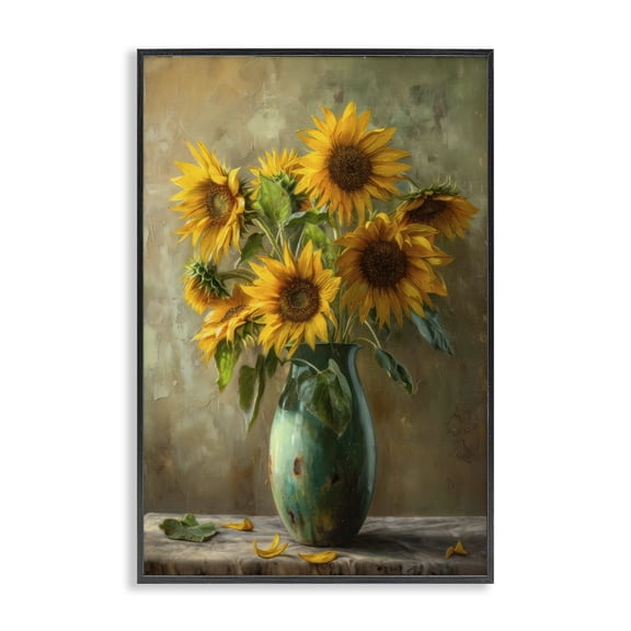 Stupell Industries Moody Sunflower Vase Black Framed Giclee Art, design by Creative Studio