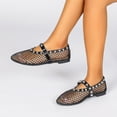 thumbnail image 4 of Miqool Womens Mesh Ballet Flats Fishnet Round Toe Buckle Strap Hollow Out Breathable Casual Mary Jane Flat Shoes for Summer Spring, 4 of 9