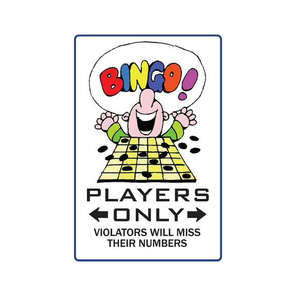 BINGO PLAYER Aluminum Sign card players caller markers ball fun | Indoor/Outdoor | 10" Tall