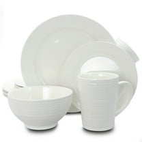 Gibson Home Amelia Court 16 Piece Dinnerware Set in White Embossed