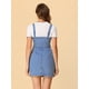 thumbnail image 5 of Falda con tirantes de mezclilla con tirantes ajustables y botones para mujer Azul claro S, 5 of 6