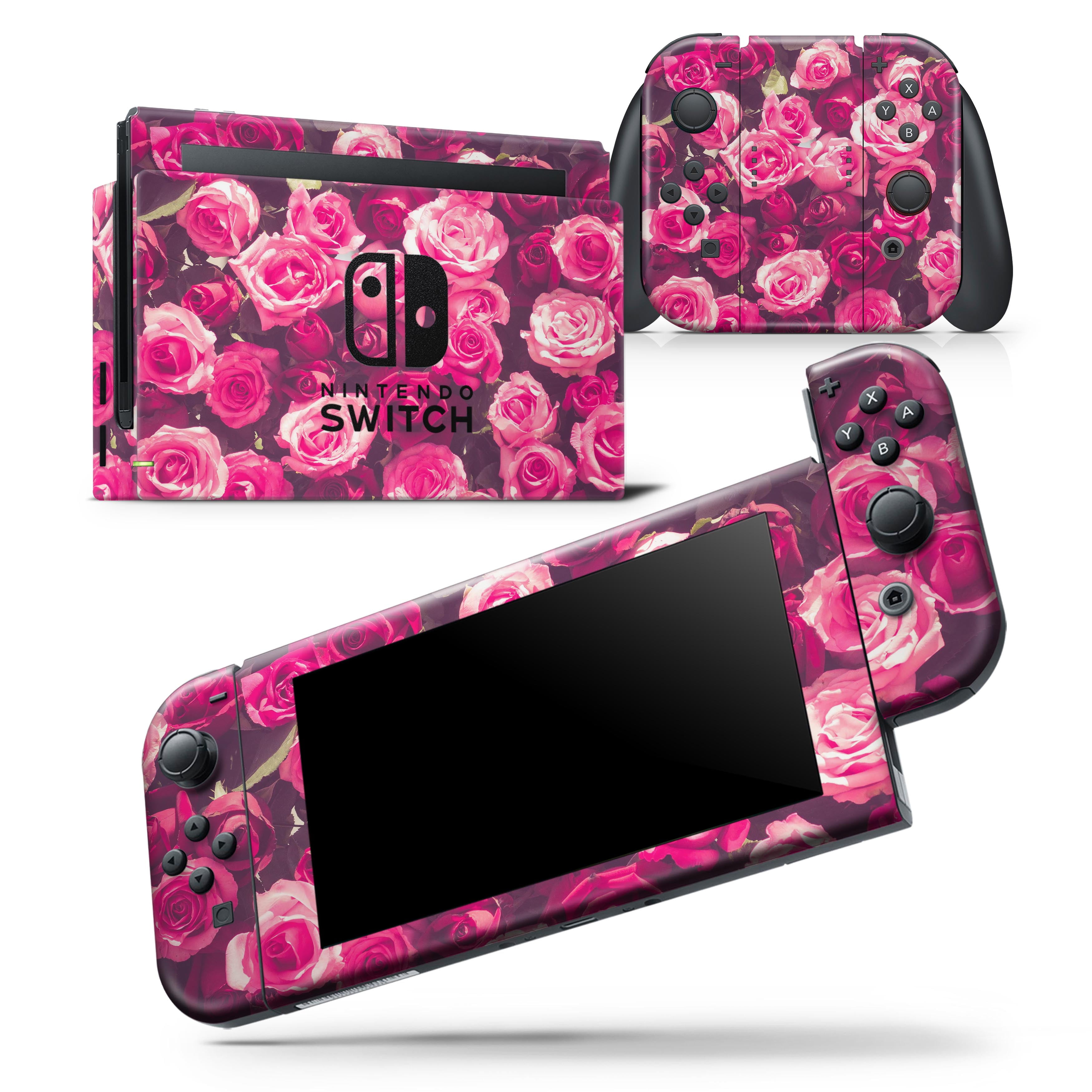 Vibrant Pink Vintage Rose Field Skin Wrap Decal Compatible with the