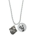 thumbnail image 1 of Delight Jewelry Silvertone Large Pirate - Mascot Silvertone Script Initial Disc - Y - Charm Necklace, 20"+3", 1 of 4