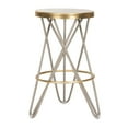thumbnail image 3 of SAFAVIEH Lorna Mid-Century Retro Gold Leaf Counter Stool, Beige, 3 of 7