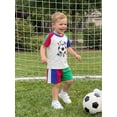 thumbnail image 6 of BemeyourBBs Kids Toddler Baby Boys Football Outfit Infant Baby Boy Summer Clothes Football It's In My DNA Letter Print Short Sleeve T Shirt Elastic Waist Shorts 2 Piece Set, 6 of 9
