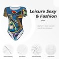 thumbnail image 4 of Rocae Monster High pour une Pièce Col Rond Manches Courtes Justaucorps pour Femmes Décontracté Basique Justaucorps Combinaison Quotidienne T-Shirts-grand, 4 of 7