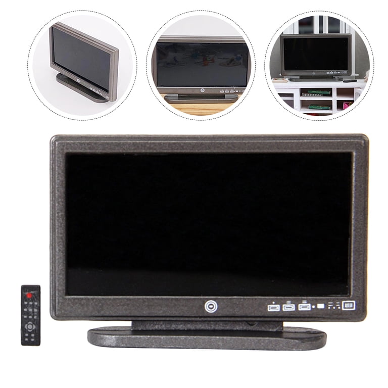 Toyvian Échelle 1/12 Maison De Poupées Miniature TV Maison De Poupées Salle De Télévision Mini TV Mini Cabinet TV Meubles De Maison De Poupées Petit Téléviseur