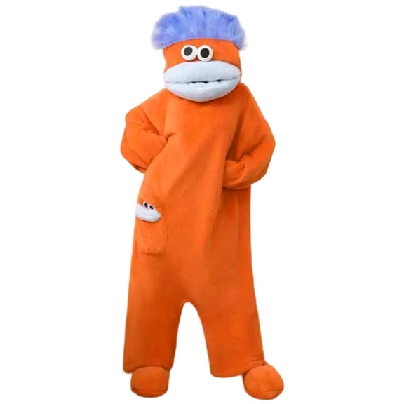 Plus Size Rompers and Jumpsuits 𝗦𝗶𝗹𝗹𝘆 Big Mouth Monster Onesie, Funny Big Mouth Monster Onesie 𝐏ajamas, Soft Plush Loungewear