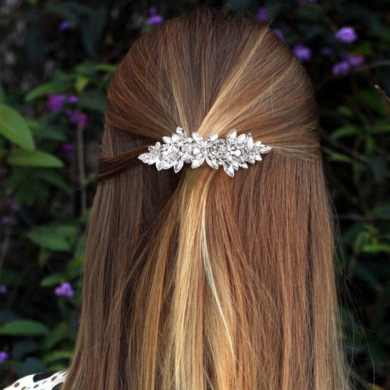PATOPS Rhinestone Hair Clip, Pearl Barrette, 3.25 display picture 2