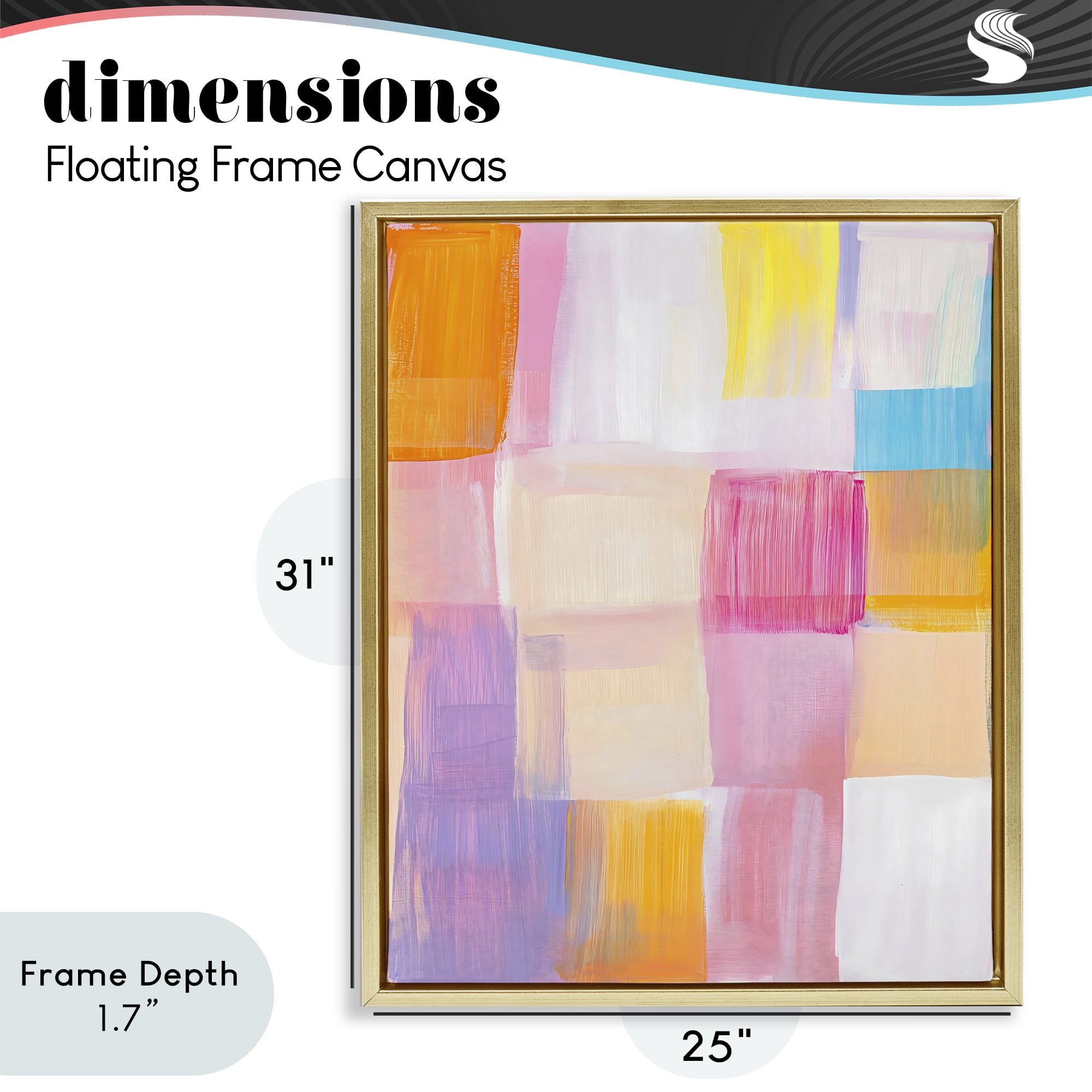 Stupell Industries Abstract Grid Brushstrokes Gold Framed Floater Canvas Wall Art, design by The Prints Vibe