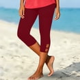 thumbnail image 7 of Hurxie Capris for Seniors Stretchy Buttery Soft Capri Leggings Athletic Workout Cropped Elastic High Waisted Yoga Pants Wine,XL, 7 of 7