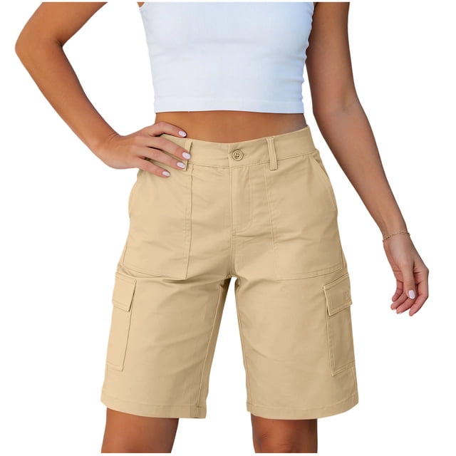 Ziynglg Shorts Cargo pour Femmes Légers Mode Shorts à Jambes Larges Été Amples Décontractés Randonnée Course Shorts