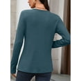 thumbnail image 2 of Mengpipi Women’s Henley Tops Fall Spring Long Sleeve Button Neck Waffle Knit Casual Lightweight Pullover Shirts S-2XL, 2 of 7