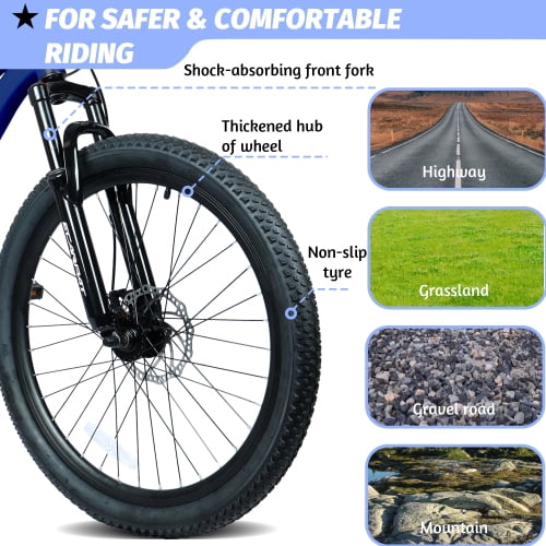 RAISTYW 24 inch Mountain Bike Fits Riders 51" - 59", 7-Speed Mountain Bicycles for Men with Daul Disc Brake, Front Suspension