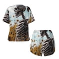thumbnail image 5 of Picia Sunflower Butterfly Skull Pajamas Sets for Women Soft Short-Sleeved Pjs with Lounge Shorts Two Piece Sleepwear-Large, 5 of 9