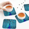 thumbnail image 7 of Fuzoiu Beautiful Blue Peacock Print Leather Coasters Set,Drink Coasters Set of 6,for Tabletop Protection, Durable PVC Coasters,Home Décor and Housewarming Gift,Square, 7 of 7
