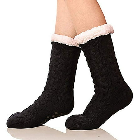 

3 pair Women s Winter Super Soft Warm Cozy Fuzzy Fleece-lined Christmas Gift With Gripp Color Random