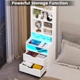 thumbnail image 5 of Toogaho White Tall Nightstand with Charging Station and LED Lights, LED Nightstand with Bookshelf, Bedside Table with Shelves and 2 Drawers, Tall End Side Table with USB Ports and Outlets, 5 of 9